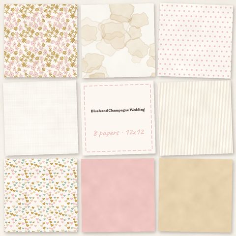 Preview of Blush and Champagne Wedding Papers